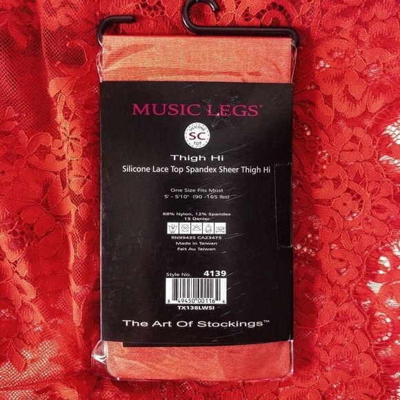 Lacey Red Sweetheart Chemise & Sheer Thigh Highs Sz L - Picture 8 of 14